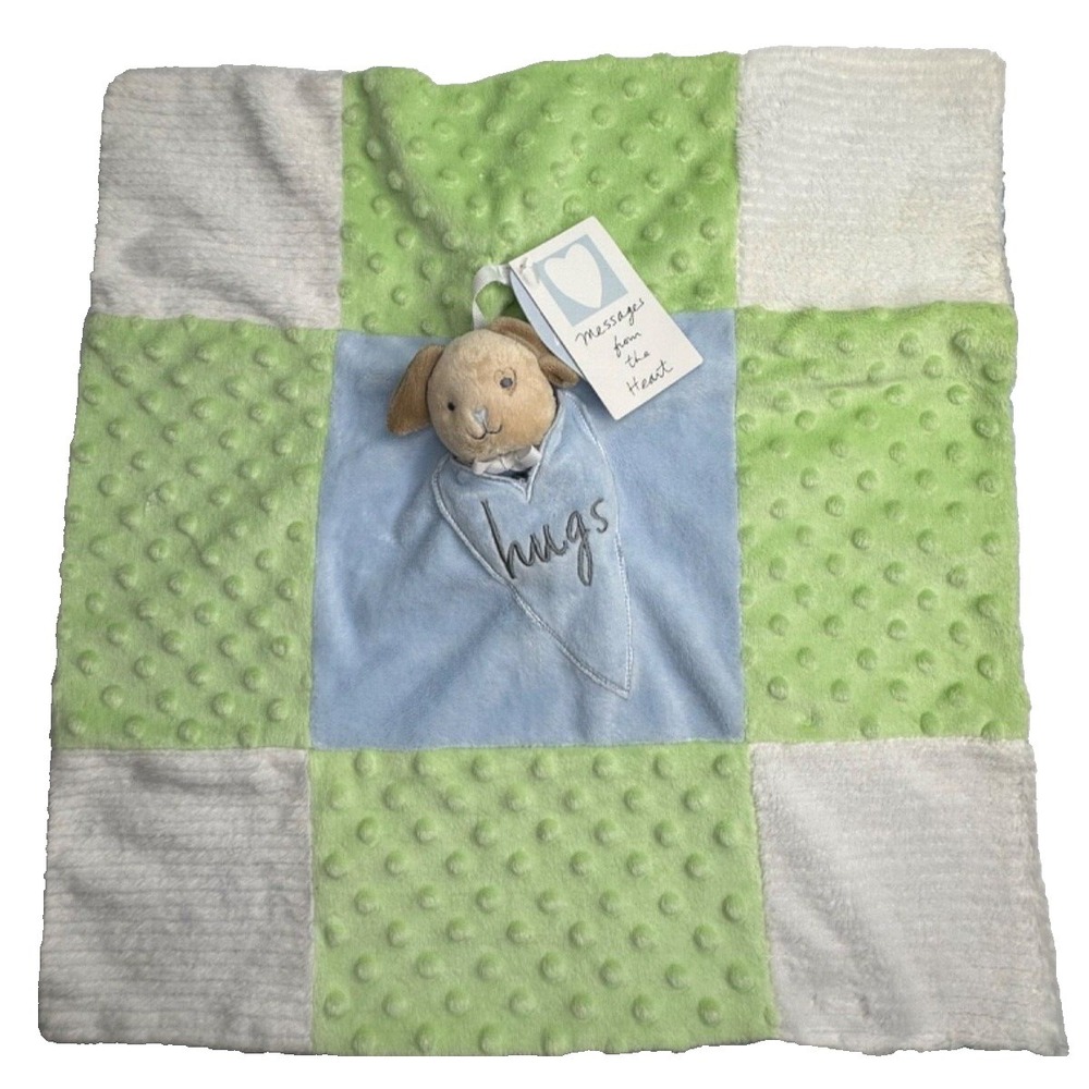 New Messages From The Heart Security Blanket Puppy Dog Hugs Baby Blue Green